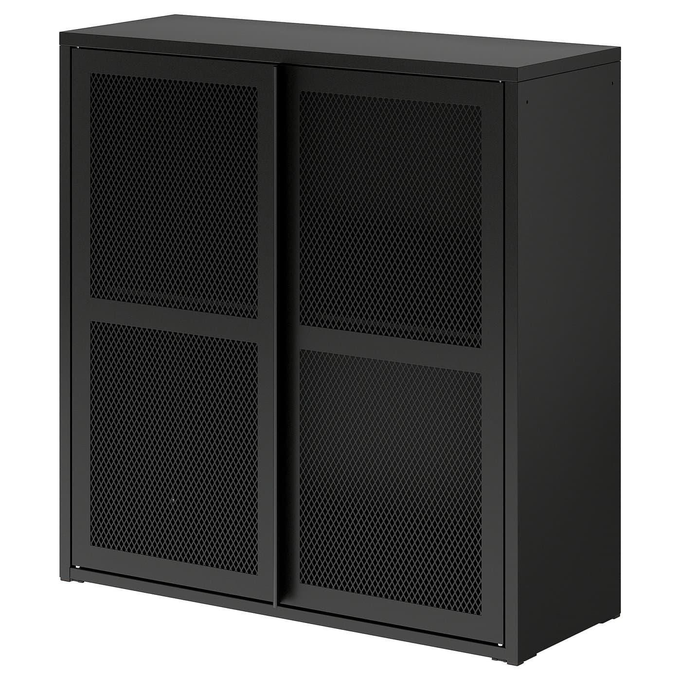 IVAR cabinet with doors, black mesh, 80x83 cm (311/2x325/8") - IKEA
