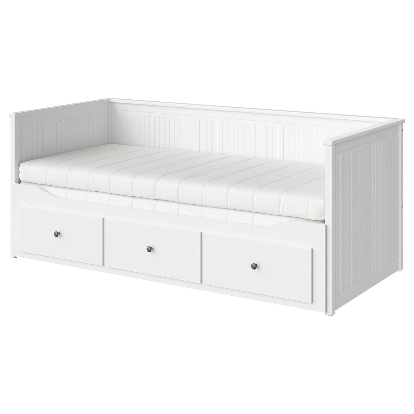 HEMNES daybed with 3 drawers/2 mattresses, white/Åsvang medium firm ...