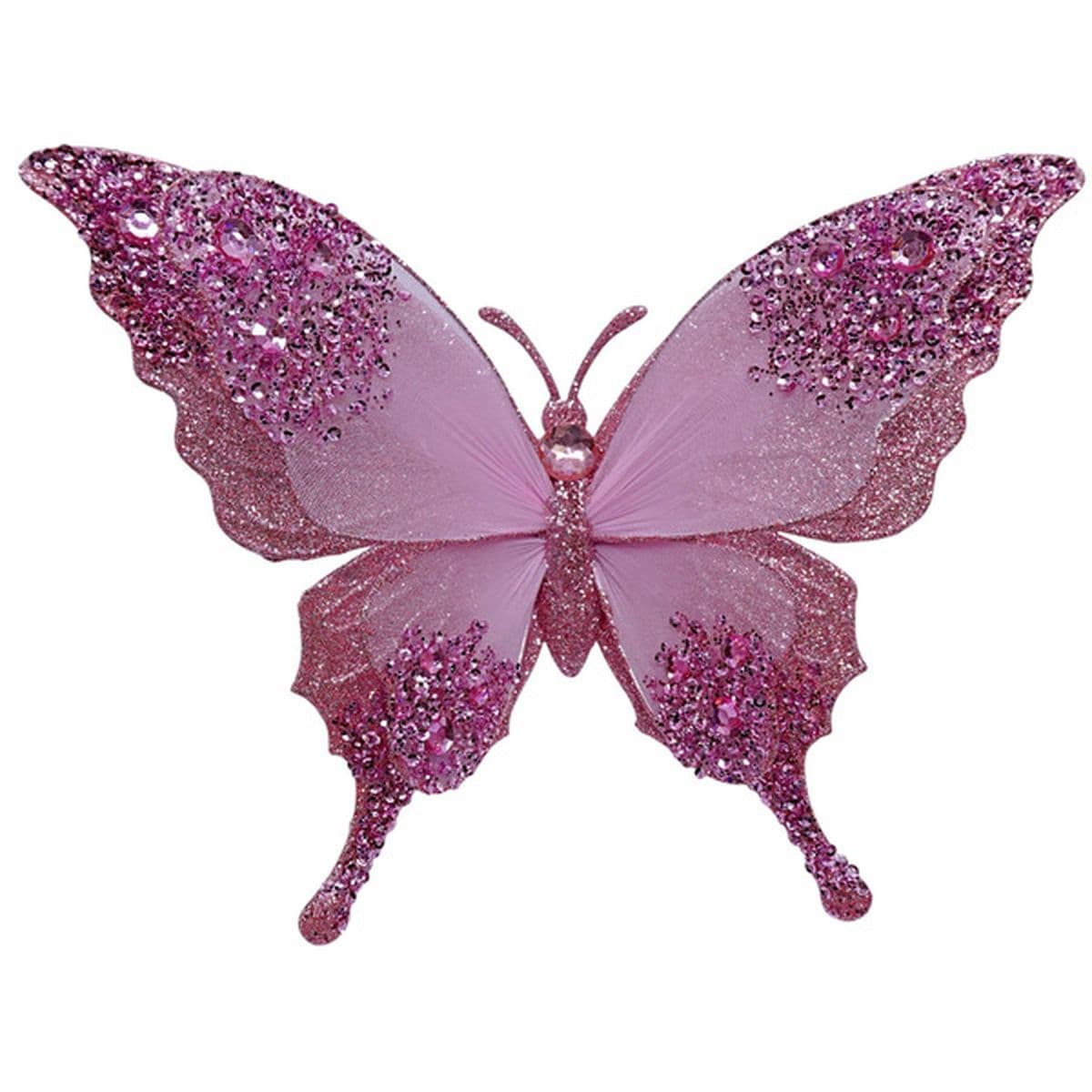 Holiday Time Glitter & Sheer Jumbo Butterfly Christmas Decorative Clip ...