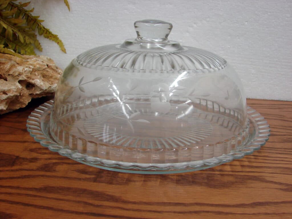 Princess House Heritage Crystal Etched Glass Cake Pastry Server Dome ...