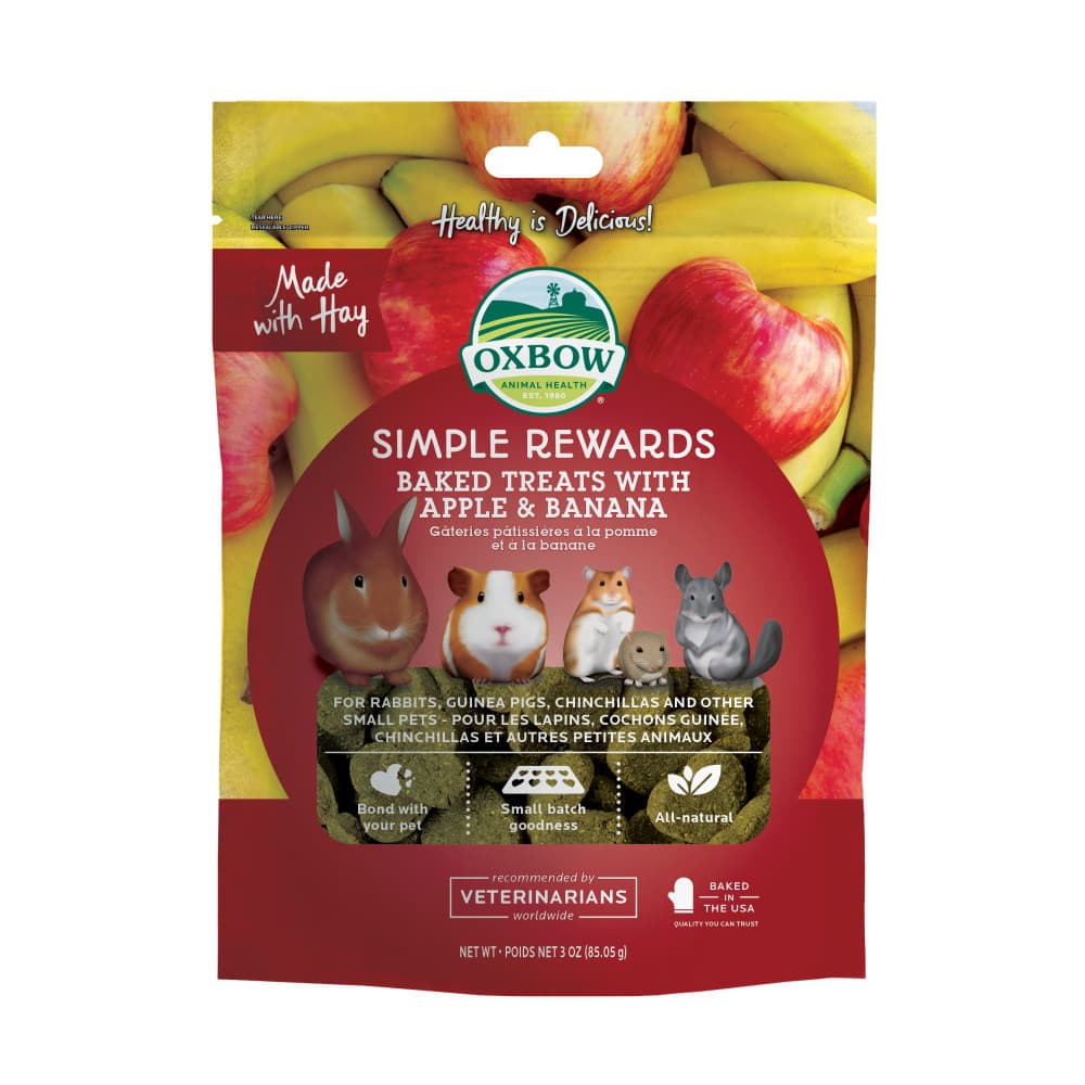 Oxbow Simple Rewards Baked Treats with Apple & Banana Small Animal ...