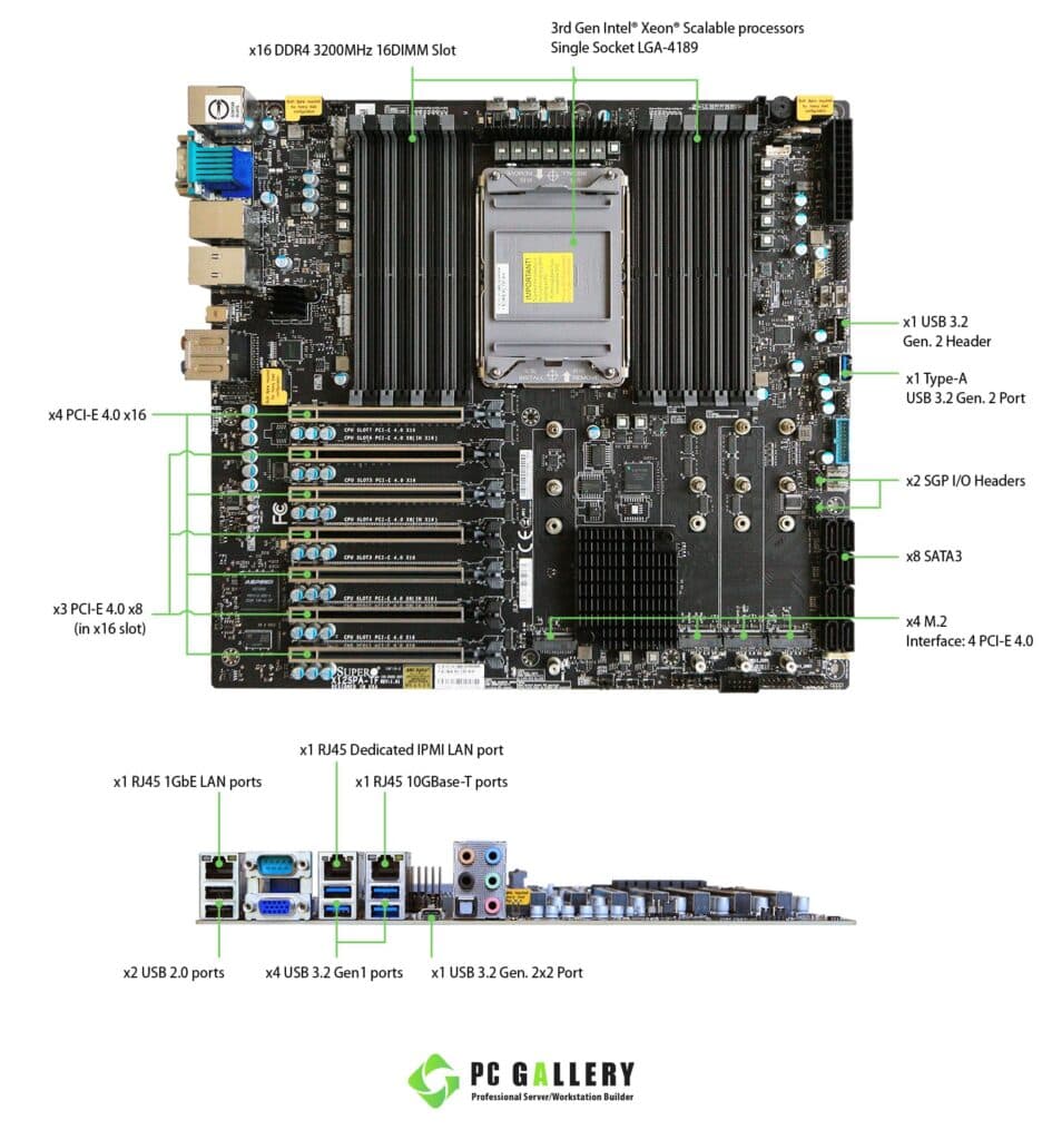 เมนบอร์ด Supermicro X12SPA-TF Workstation Motherboard - PC Gallery