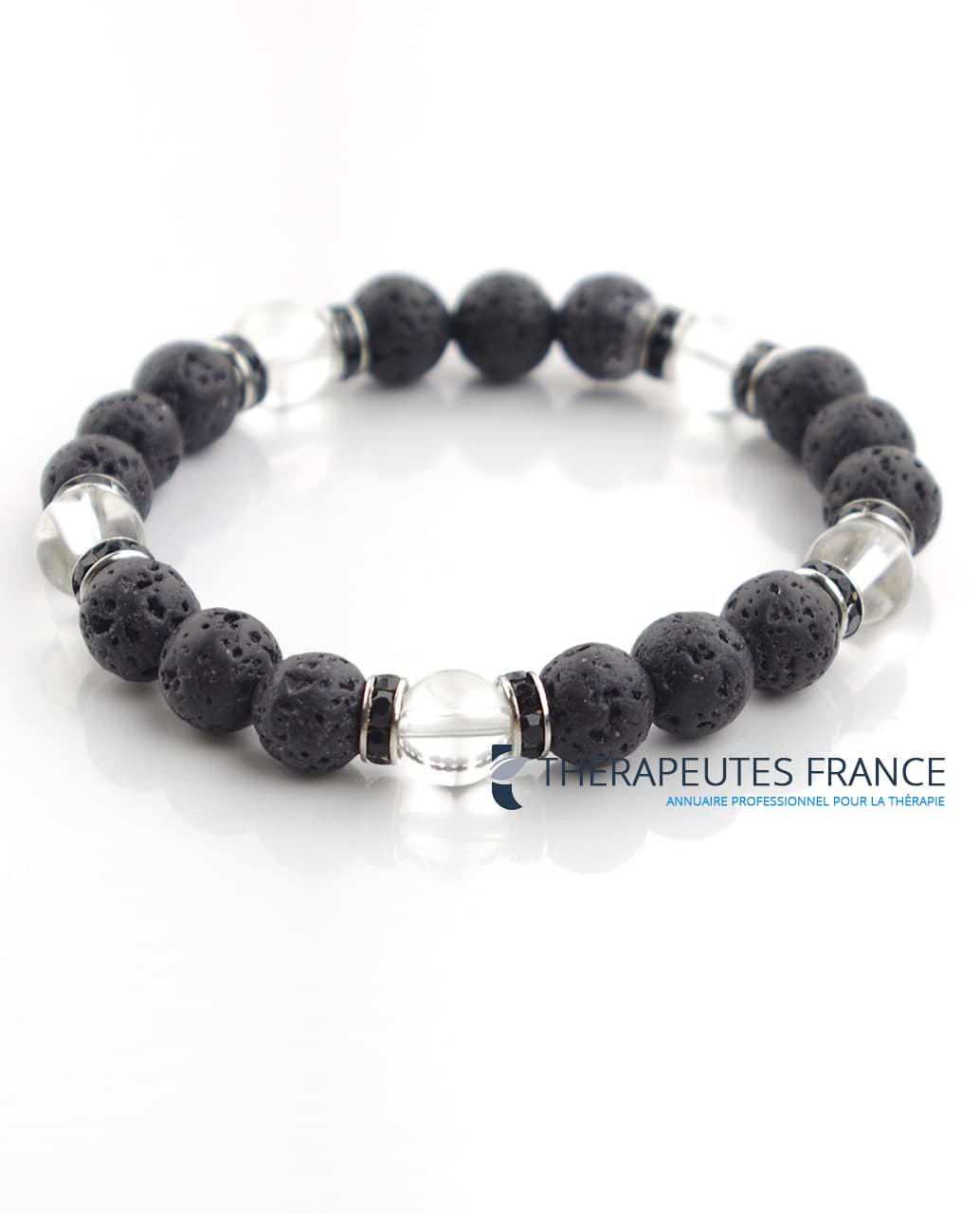 Bracelet diffuseur - pierre de lave & cristal de roche – Thérapeutes France